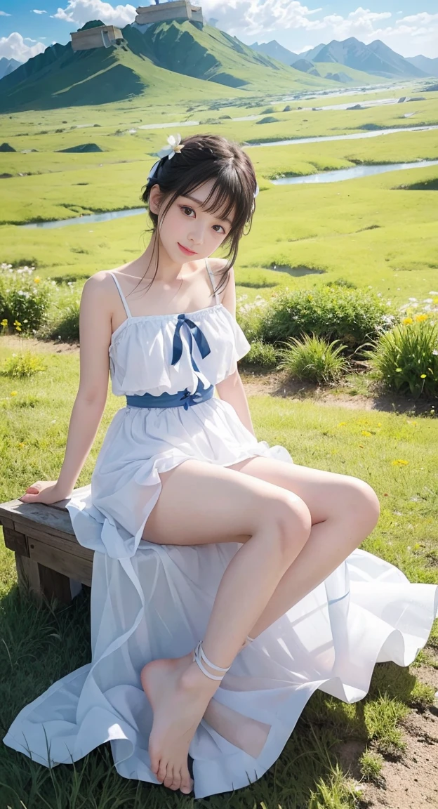 A slight smil、NSFW、((cammel toe))、(Female genitals:1.1)、Sexual young girl 、18year old、 Adorable、 (Ruffled White Summer Dress:1.2) 、 (see -through:1.3)、 (Twin-tailed) 、 (a high chroma、top-quality:1.0)、 (highlydetailed skin)、 (Best Quality:1.1)、 (超A high resolution:1.0) 、(photographrealistic:1.0)、 (ultra-detailliert:1.0)、 (8K、 Raw photo:1.1)、(autumnal、A tree with vivid autumn leaves々:1.3)、At the water's edge along the valley