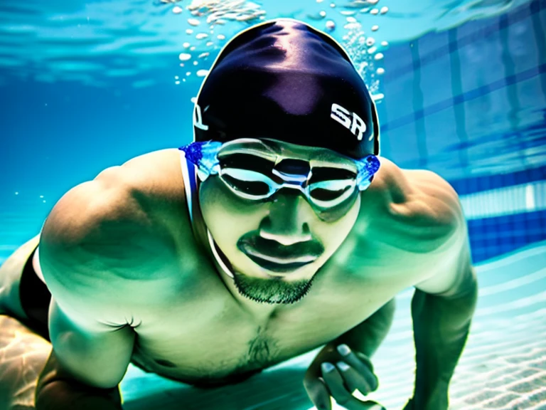 Full body image of a Japanese man、male student、male swimming club member、male lifesaver、Shaved Head Man、Dark-skinned man、muscular man、man sinking in the bathtub、man sinking at the bottom of the pool、man sunk to the bottom of water、A man wearing a skin-tight black speedo swimsuit、A man wearing a silicone cap、A young man sinking with his eyes open、Young man sinking with his mouth open、Man Looking Up At The Sky、A man with a surprised expression、A man with a sad expression、strangled man、man being suffocated、Full body image of a man submerged in water、A man participating in a swimming competition、competitive swimming man、swimming school men、male swimming instructor、one man、male player、A man wearing nothing on his upper body、man pretending to be murdered、male actor playing a corpse、The man who plays the role of a water corpse、Suspense drama、mystery drama、underwater camera、A young man opens his eyes and plays the role of a corpse.