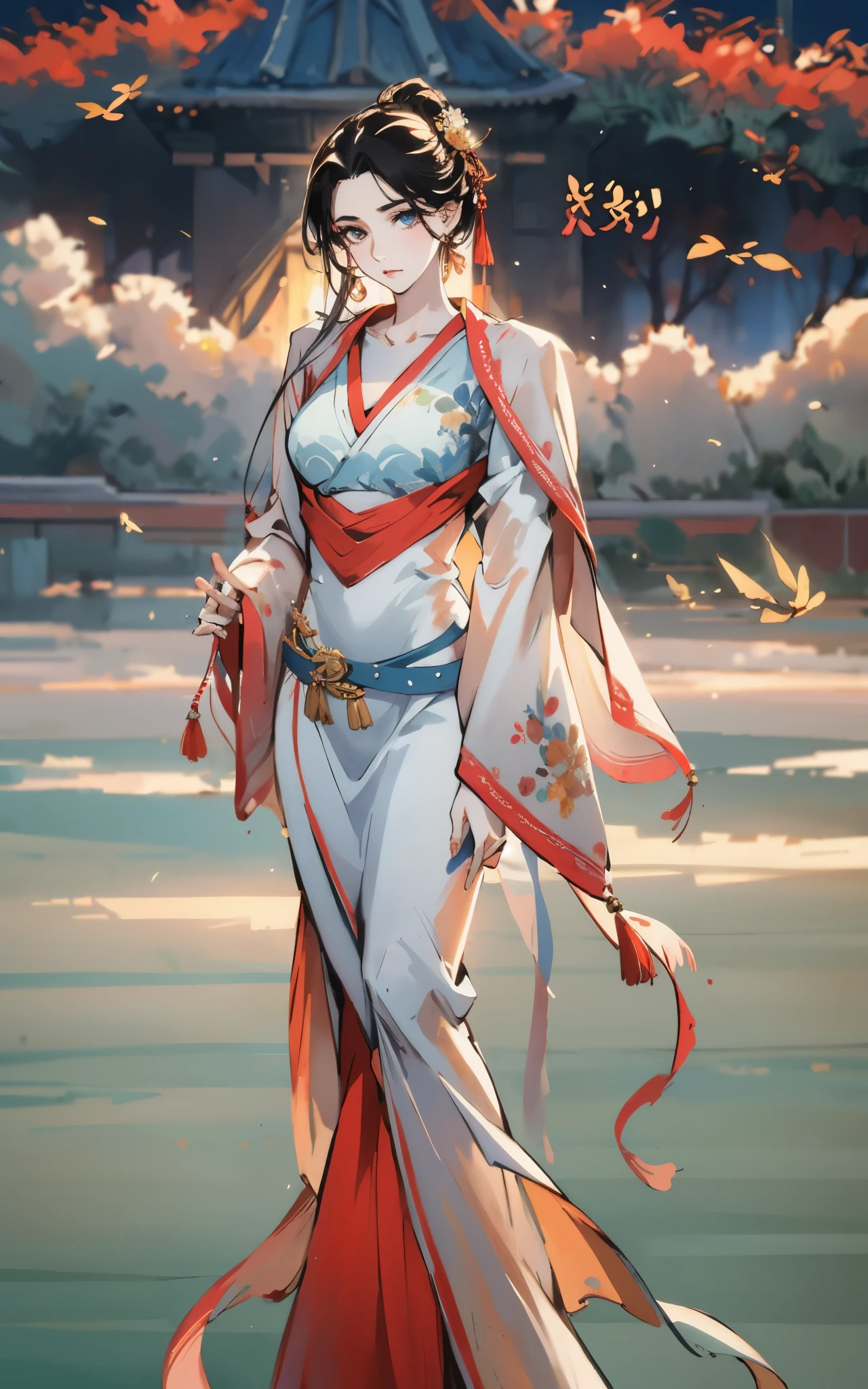 a beautiful young woman, a peerless beauty, goddess, perfect body, perfect nose, perfect mouth, perfect eyes, Perfect skin, the most beautiful woman in the world, medium-length hair in two colors, a floral hairpin, a graceful visage, bright eyes, flawless skin, exudes an elegant temperament, a simple and refined two-piece silk clothing, a light pink shawl, a pale silk belt, An ethereal and flowing long skirt, a dreamy and ethereal atmosphere, this character embodies a finely crafted fantasy-style traditional Chinese beauty in anime style, exquisite and mature manga art style, high definition, best quality, highres, ultra-detailed, ultra-fine painting, extremely delicate, professional, anatomically correct, symmetrical face, extremely detailed eyes and face, high quality eyes, creativity, RAW photo, UHD, 8k, Natural light, cinematic lighting, masterpiece-anatomy-perfect, masterpiece:1.5