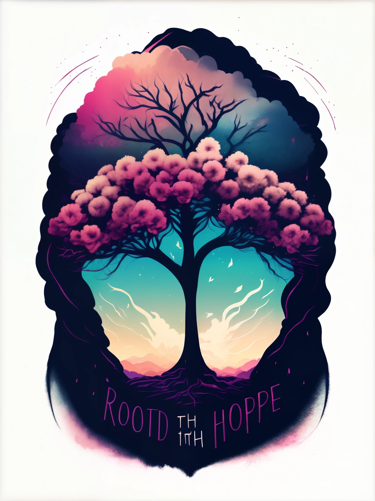 a art for a t-shirt on a white background based on this sentence: Rooted in Faith, Blooming with Hope:
This phrase combines the strength of faith with the optimism of hope, perfect for those seeking resilience and a bright outlook.