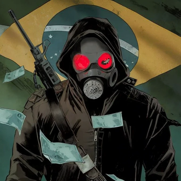 arafed image of a man with a gas mask and a gun, red son, by Victor Mosquera, by Antonio Parreiras, transmetropolitan, by André Castro, red-eyes, by Nathan Oliveira, as illustrated in top cow comics, inspired by Victor Mosquera, by Francis Souza, by Rodolfo Amoedo