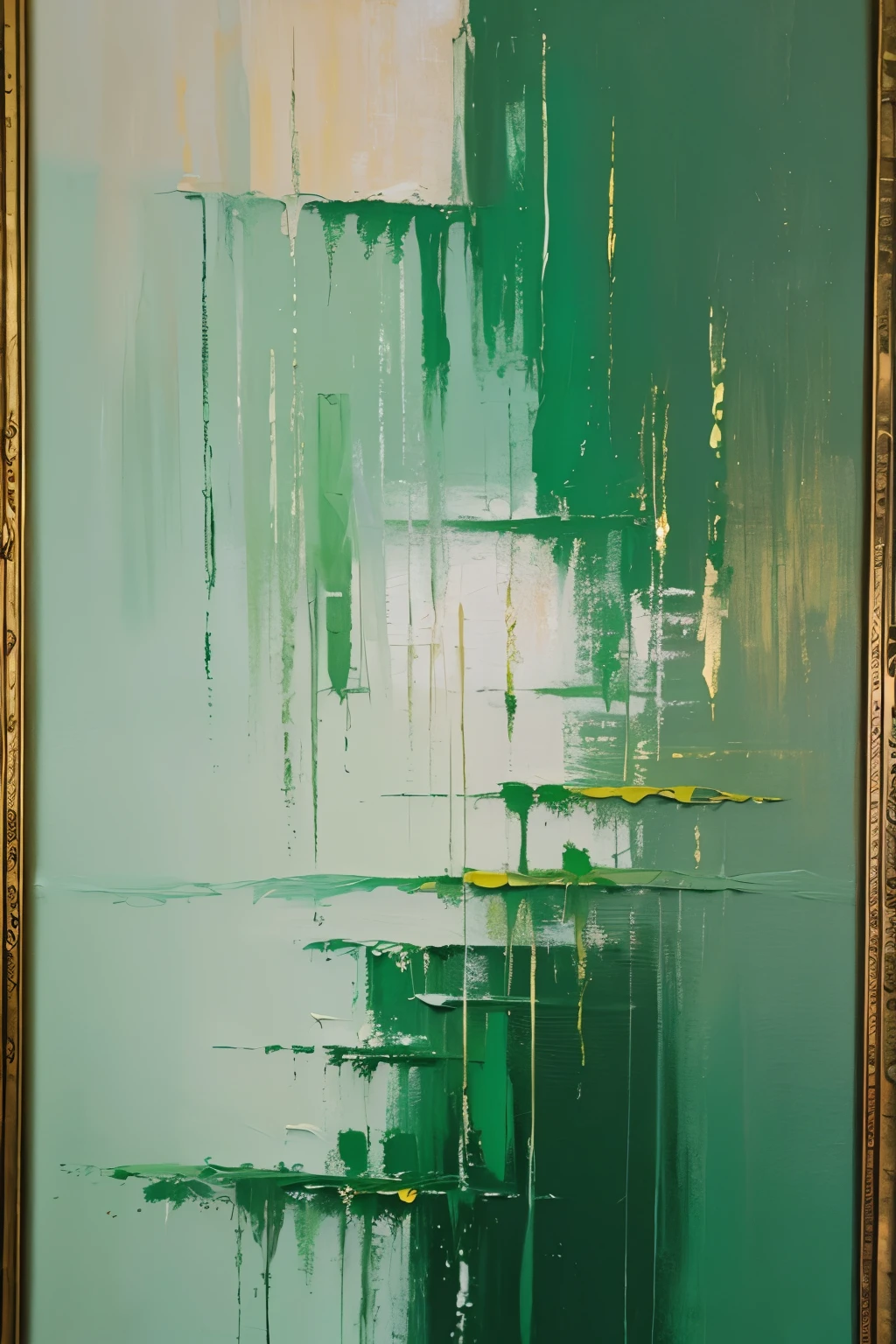 Hand-painted oil painting elegant green minimalist style decorative painting modern abstract painting