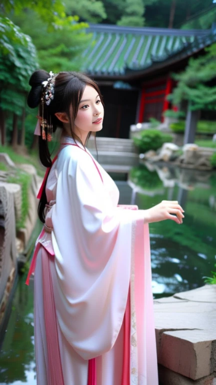A girl in Hanfu, ancient Chinese beauty, princess chinese girl, Chinese Princess, Traditional beauty, Chinese girl, White Hanfu, Chinese woman, beautiful Chinese girl, Chinese style, traditional Chinese