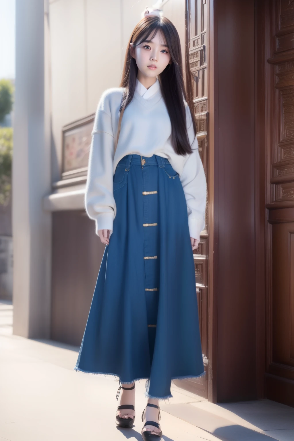 A Chinese girl, 18 years old, (hamster in arms 1.3) (full body picture 1.2), beautiful eyes, real face, real skin, realistic face, realistic skin, detailed eyes, detailed facial features, detailed clothing features, (fashion hairstyle: 1.2) dynamic pose, simple background, smile, detailed face, double eyelids,
