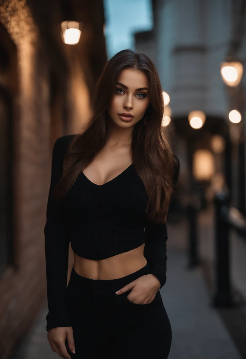 woman with no top and panties, blue eyes, portrait sophie mudd, brown hair and large eyes, selfie of a young woman, street eyes, violet myers, without makeup, natural makeup, looking directly at the camera, face with artgram, subtle makeup, stunning at the street, cleavage, at the mall from espagne