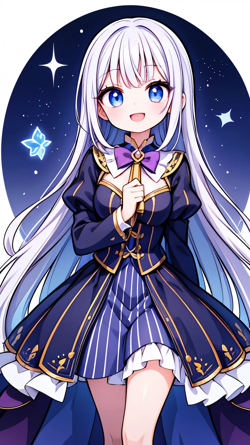 magician、infp young woman、have a magic wand、The background is a school of magic、Number of wizard costumes、Sophisticated illustrations、Big eyes、transparent eyes、beautiful makeup、long eyelashes、laughter、smile、、solo photo、beautiful and fine eyes、vertical stripes 4K image Super high resolution、whole photo