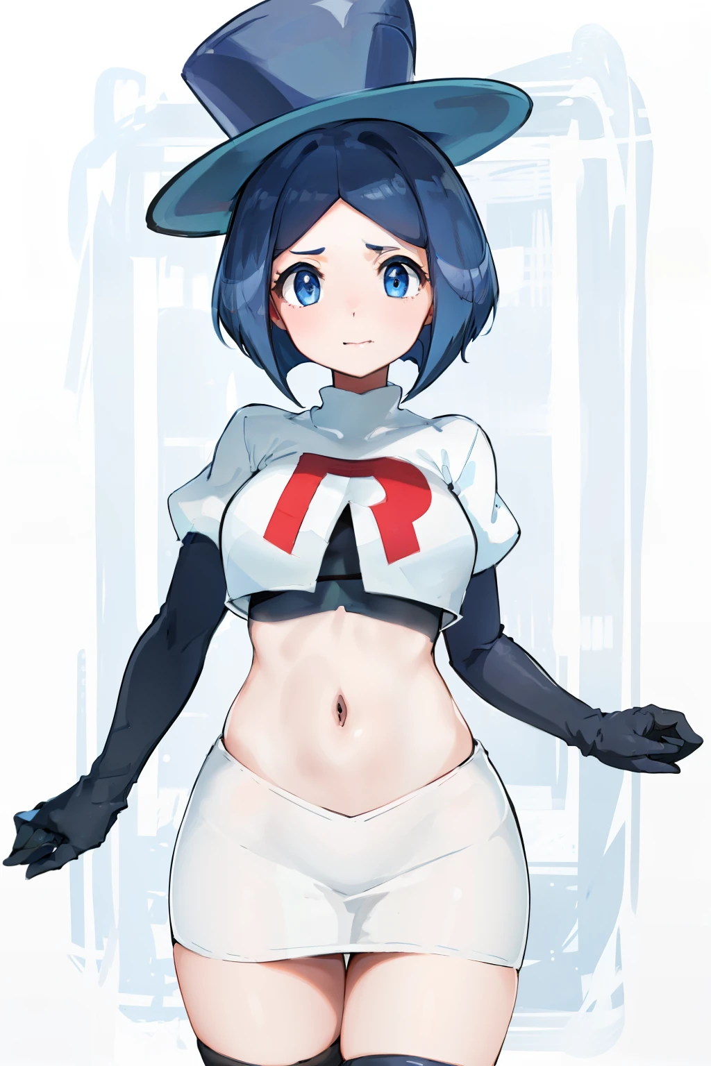 masterpiece, Highest_quality, One girl, alone, Gardevoir, White Dress, Living thingss \(company\), game freak, Nintendo, Pokemon, Pokemon \(game\), bangs, Skin of color, Focus on women, Flat Chest, gen 3 Pokemon, Blue Hair, Blue skin, Hair on one eye, multiSkin of color, Pokemon \(Living things\), Orange eyes, short hair, Two-tone skin, White skin, space, ,Pink nipples HugSex