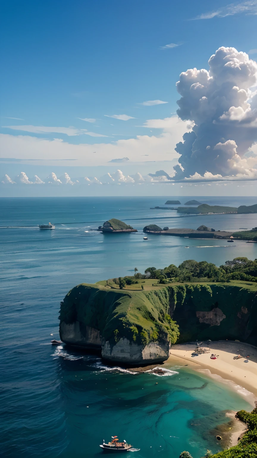 The beauty of the Indonesian sea, view of the Indonesian maritime sea, realistic, landscape 