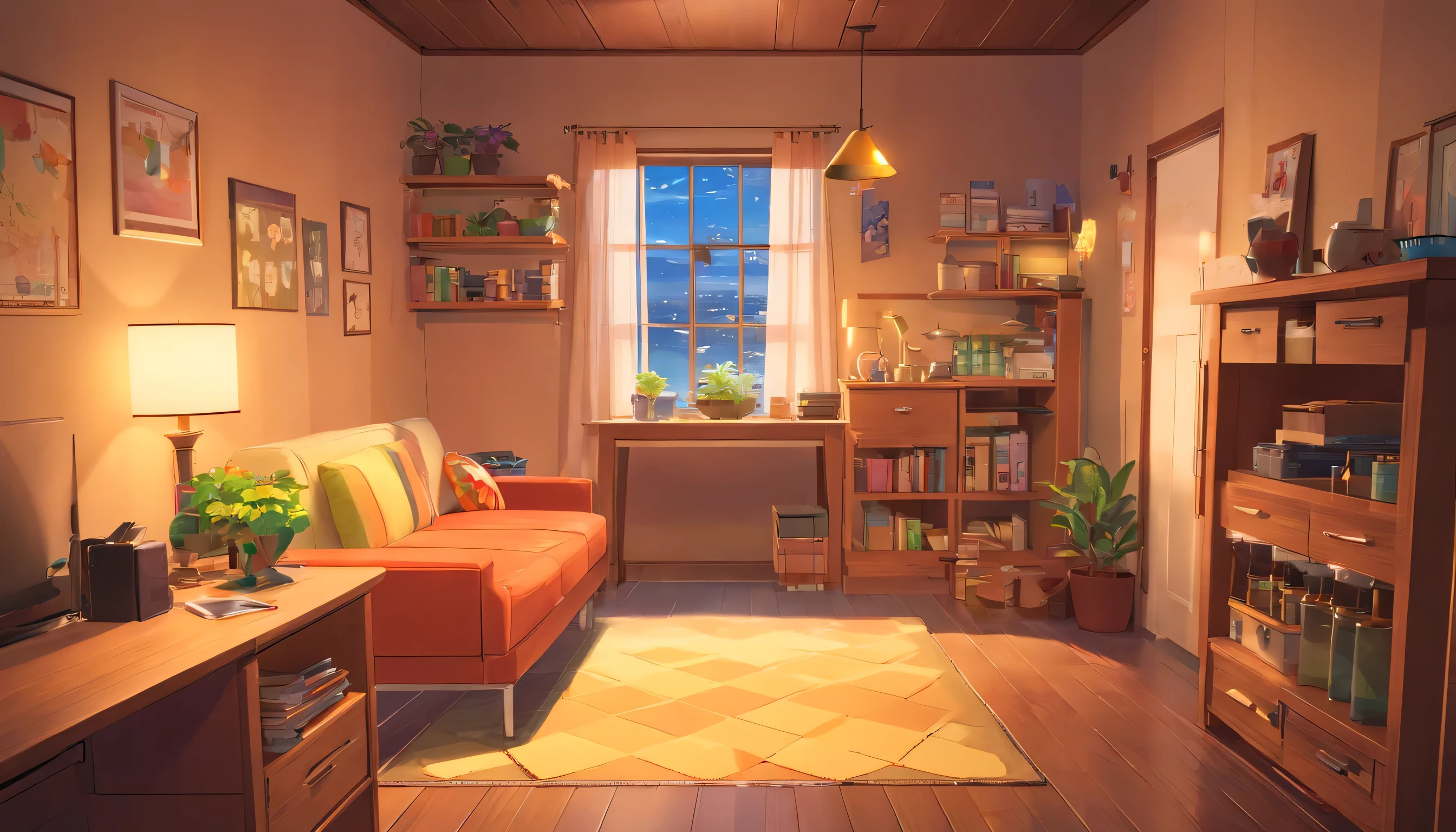 （Pixar style),Cozy small room model, miniature figure, Light source from right to left, Rembrandt lighting, Light source from right to left, (Isometric view), (top down), actual scale, post processing, ((orthographic perspective)), Super details, actual, super actual, actual render, rainbow colors, flash