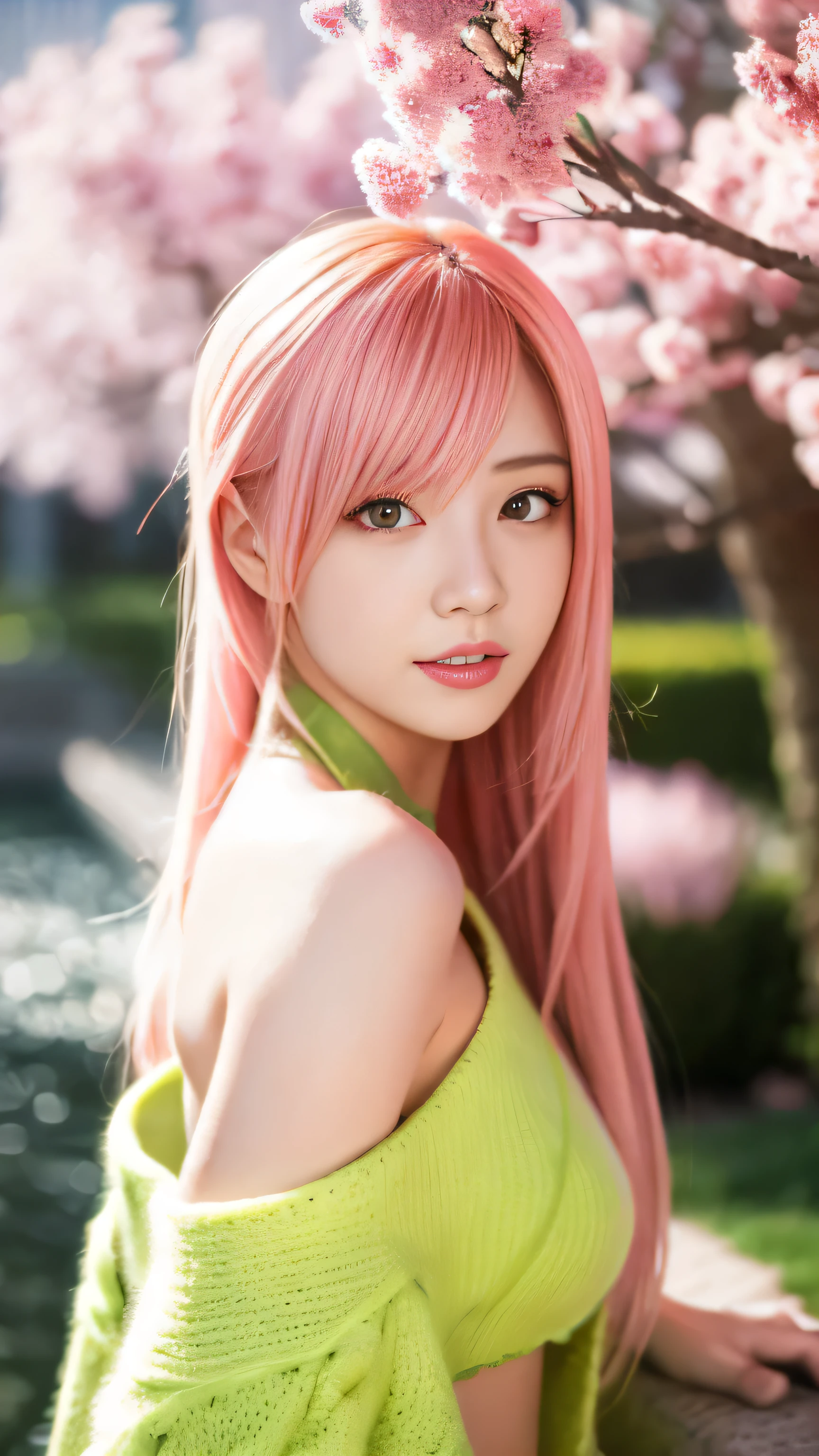 anime girl with pink hair and green eyes posing for a picture, haruno sakura, best anime 4k konachan wallpaper, seductive anime girl, marin kitagawa fanart, sakura petals around her, splash art anime , anime style 4 k, anime moe artstyle, high quality anime artstyle, detailed anime artwork, anime wallaper, anime best girl