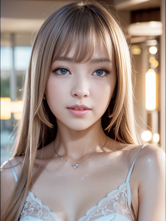 The most beautiful blonde hair in the world、Beautiful bangs、Super long straight hair、Crystal clear marine blue eyes like jewels、Transparent white and wet nightgown、European youth、perfect bodies、ultimate beauty girl、Beautiful 20 years old、White shiny skin、face perfect、Bright makeup、Thin pink lips、Girl in the shower、1 girl in、Unbuttoned shirt、lipsticks、Colored inner hair、deceptive advertising、{steams}、Viewer Vision、Golden Hour Lighting、comic strip、Bokeh atmosphere perspective、detaileds、Movie Light、intricate-detail、hight resolution、 Detailed features of face design、High Details、Clear focus、SMOOTHNESS、aesthetics、High Details、printed、octane、{{​masterpiece}}, SMALL BREAST