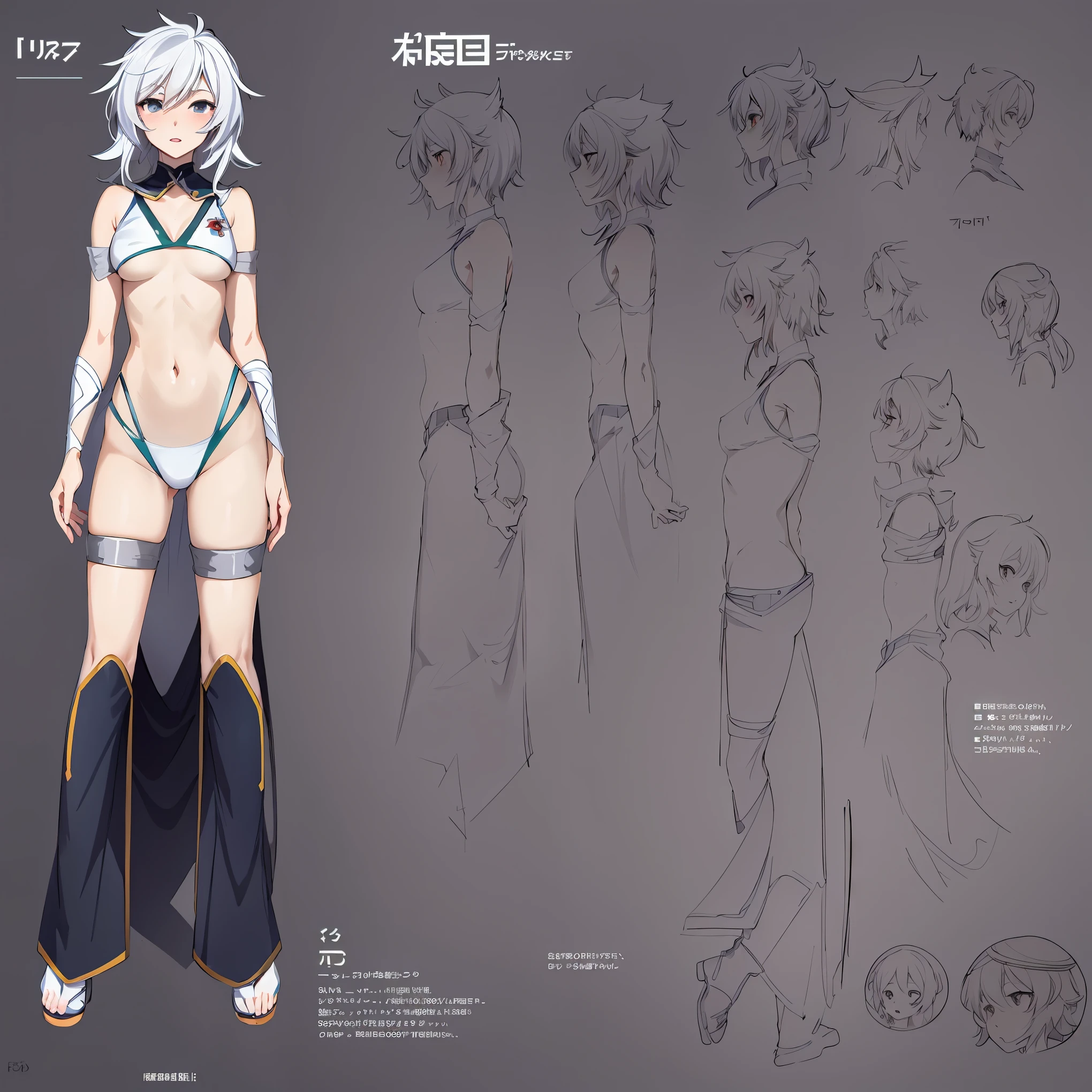 anime - style image of a character with a variety of hair and accessories, anime set style, anime character reference sheet, fantasy uniform, flat anime style, anime full body illustration, full_body!!, complete detailed body, extra detailed body, anime vtuber full body model, soft anime illustration, anime style character, clean detailed anime style,