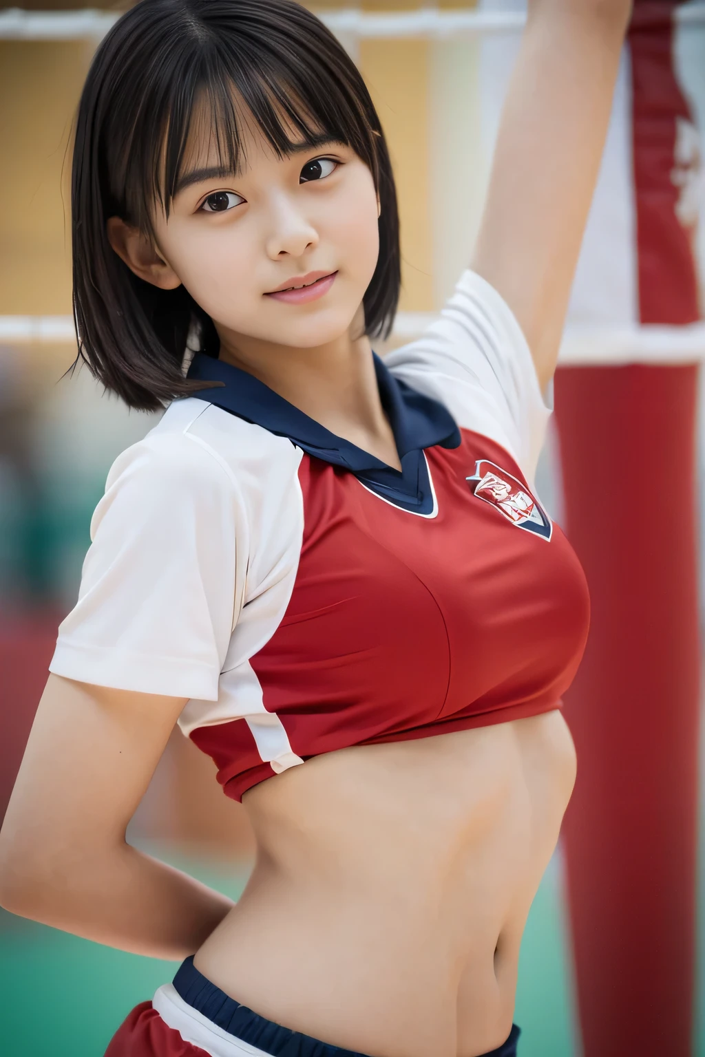 ((Beautiful japanese girl:1.3)) ((Wearing an athletics uniform:1.4)) ((athletic field:1.3)) ,((Wet body)) ((Thin_fabric:1.4)) ((Large breasts:1.2)) ((close-up:1.2)) Best Quality,masutepiece,超A high resolution,(Photorealistic:1.4),Raw photo,(Authentic skin texture:1.3),(Film grain:1.3),the panorama,Character Portrait,Very Wide Shot,Narrow waist,Cowboy Shot,(In the Dark, deepshadow, lowkey, cold light,) Night,(()),Streaming Tears,,Dust,Tindall Effect,(expression),1girl in,beautiful detailed eyes and face,White Jabot,Brown eyes,((Brown hair:1.2)) ((Full body:1.3)) ((flat stomach:1.3)) ((Ponytail:1.2)) ((Random sexy poses:1.4)) ((Smile:1.2))