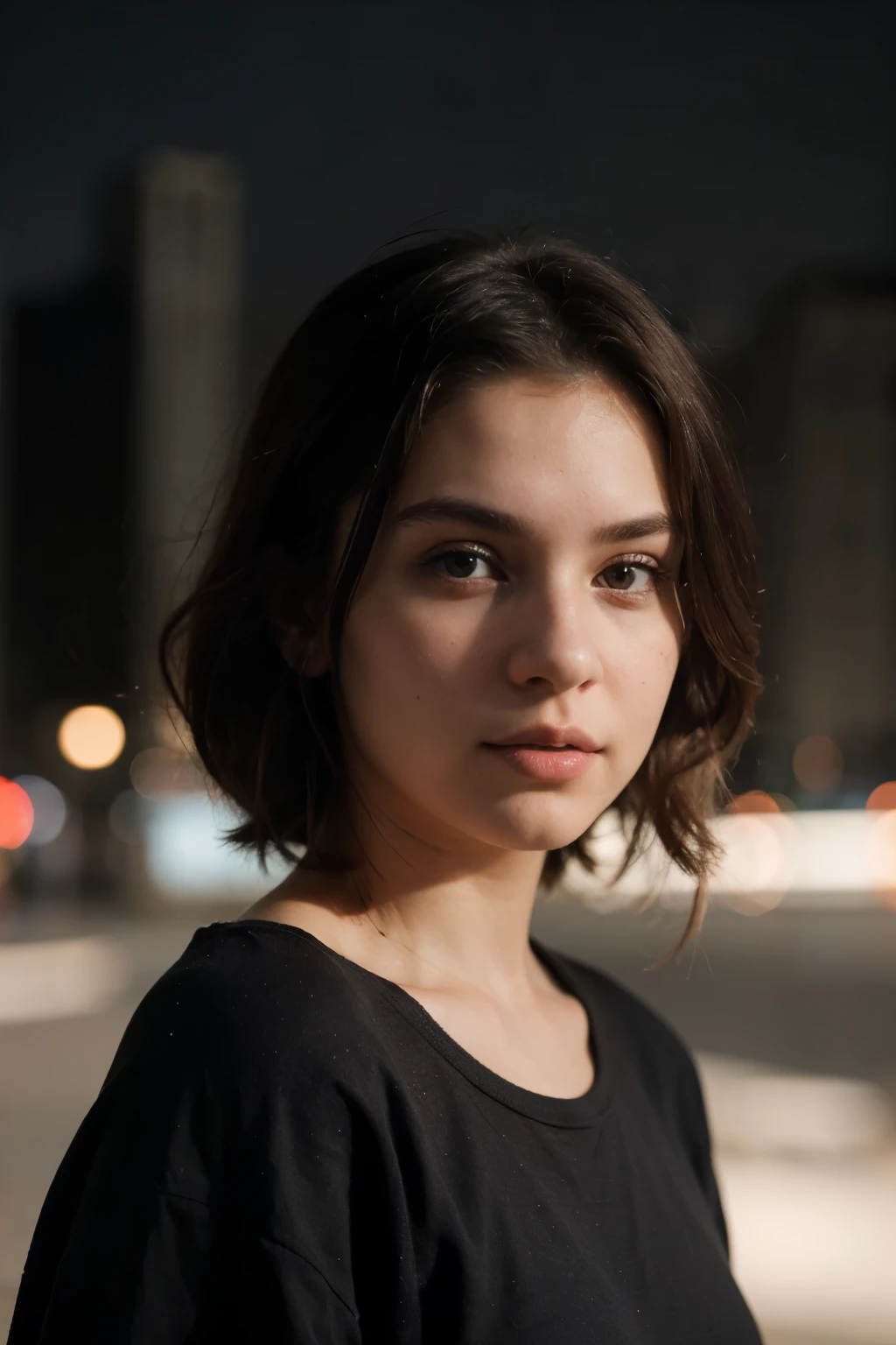 photography portrait of a 20yo modern girl, perfect face, masterpiece, in dark Background, wearing black clothes traditional