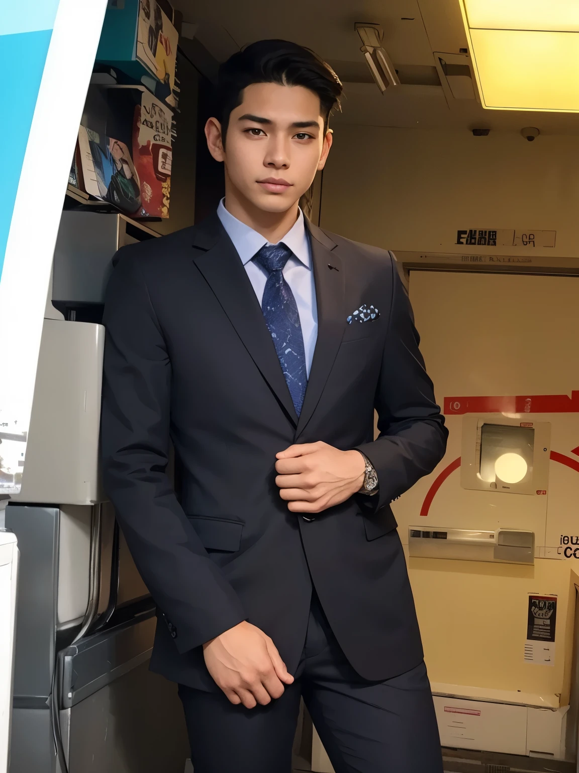 Photorealsitic, 8k full-length portraits, a handsome, Male, 15 years old, Gentle expression, TOKYOcty, Winters, Shibuya in the background