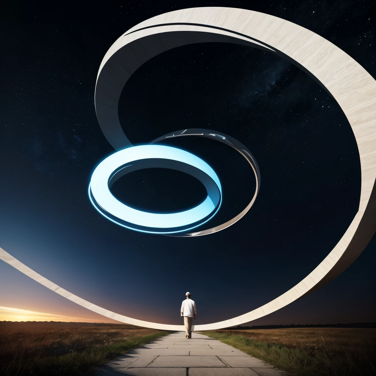 masterpiece, A person who walks on the path of life likened to a Möbius strip., An illustration,
