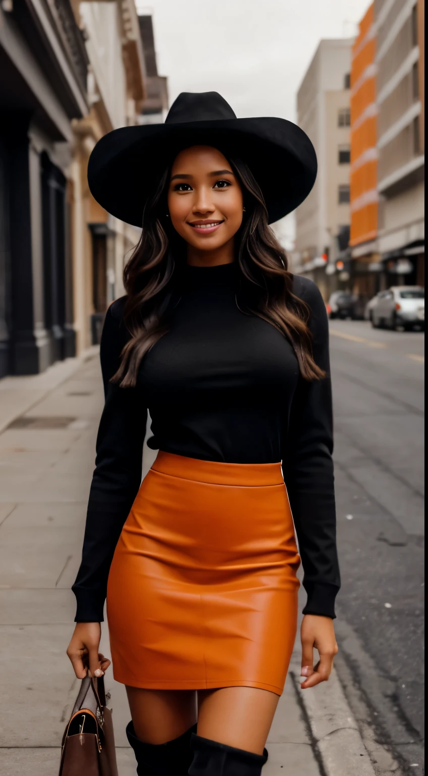 Orange skirt with black top best sale