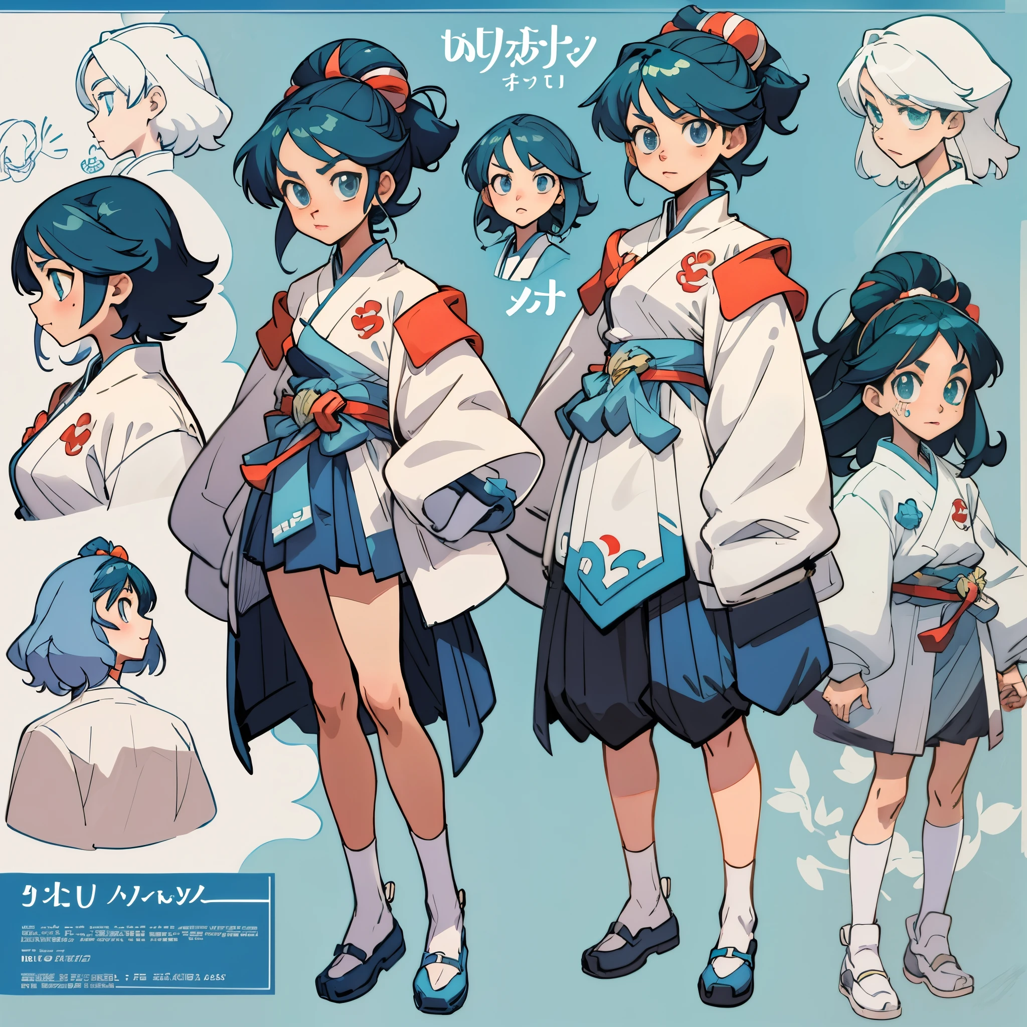 anime - style image of a character with a variety of hair and accessories, anime set style, anime character reference sheet, fantasy uniform, flat anime style, anime full body illustration, full_body!!, complete detailed body, extra detailed body, anime vtuber full body model, soft anime illustration, anime style character, clean detailed anime style,