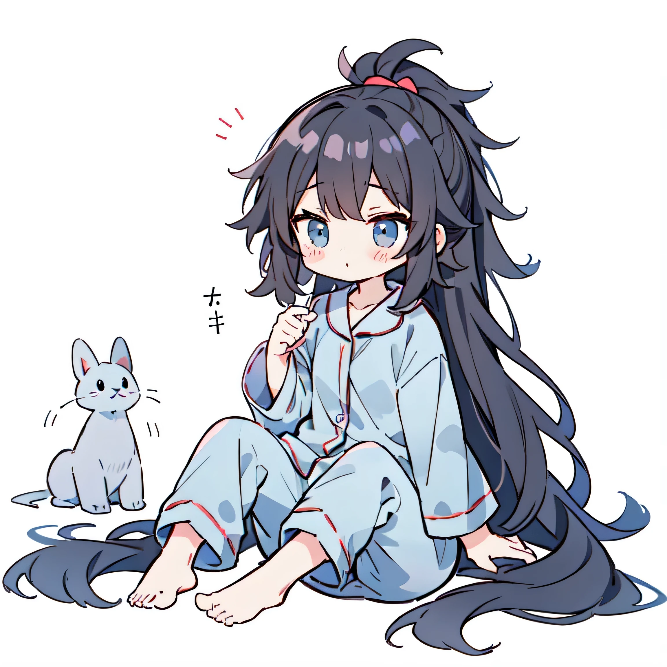 line drawing,monotonous fill、lazy and sloppy、pajamas、light gray and gray、whole body、white background、