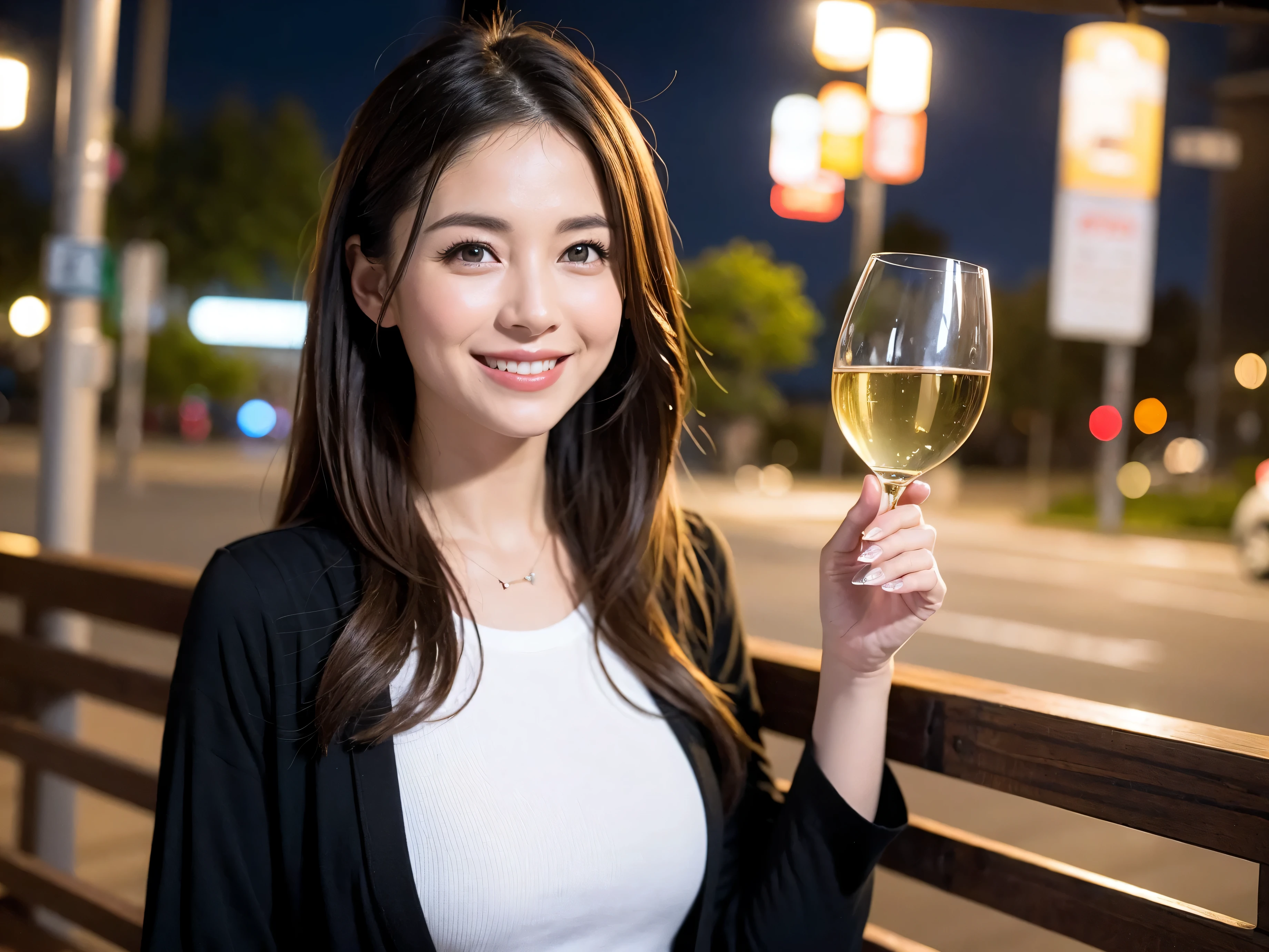 (64k, UHD, highest quality, masterpiece: 1.2), (realistic, photorealistic: 1.37), Super detailed, 1 beautiful woman, (slimフェイス), (because I'thin), (brown hair), (shortcut), long sleeve shirt、winter fashion、Colombia、Brazilian、Japanese、Dutch、German、Portuguese、Belgian、Italian、french,champagne、Sparkling wine、 (gush), (slimボティ), (brown hair), (shortcut), Neat beauty、cheeks blush a little, (35 years old), 38 years old, alone, 窓の外には美しく緻密なnight景が広がります., restaurant, wine glassが座っている, nightに, in a prominent place (from the Upper body) nova frog style, actress, model, Upper body, White wine, slim, wine glass, Super Clean night View, wine glass Put in the Middle, Happy smile, (smile: 1.15), beautiful and detailed eyes, Upper body, bust japan up, night, short, short, actress, model, Upper body, White wine, slim, wine glass, Super Clean night View, wine glass Put in the Middle, Happy smile,
