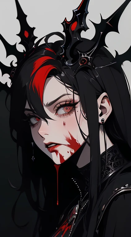 art,half marble mask,Horny,Spread ink type,many colors,Black background,aggressive,Blood spatter,
Half a scared face