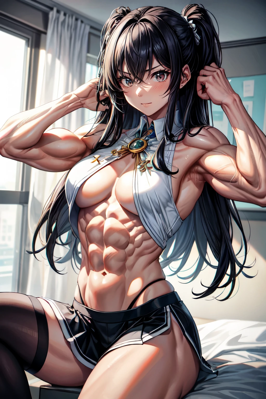 1 long hair, girl in school uniform, mini skirt, pink hair, look away, Sit and spread your hips, Awkward, blush, cry, mouth closed, classroom (girl leaking pee)best lighting) , (Extremely complex and detailed) , 4K unified, (Super detailed CG: 1.2) , (8k: 1.2),(The original), (masterpiece) , (best quality),(masterpiece:1.4),Anime-like high quality,(masterpiece),masterpiece, Super clear picture quality,Billy'The face is clearer)best quality, Ridiculous Easter Peace, 4K, 8k, Yes, high resolution))1个girl, female student,Smile,马尾辫girl脸上灿烂的笑容,tight waist revealing shorts,ten pack abs,clear abdominal muscles,Abdominal veins carved into abdominal muscles,强壮的腹肌 Exaggerated abs,Thick and firm abdominal muscles,Absolutely unparalleled abs,Abdominal muscles are very toned,Deep groove between abs bodybuilder:1.5)),Inside the house,(beautiful bass),(girl),(miss),(((Upper body:1)))There are deep grooves between abdominal muscles,Thickness performance,indestructible muscles,Abdominal muscles have strong contrast between light and dark,Belly bulge,You can see the drawing status of muscles,Achieved perfect muscle-building effect,Abdominal muscles are very thick,There are gullies between the abdominal muscles,Cover each other,from the side, it looks like a raised hill.,Imagine abs that are harder than diamonds,delicate skin,Abdominal muscles show perfect picture,Absolutely zero belly fat,Abdominal muscles as thick as steamed buns,Exaggerated abs,The world's top abs,Abs like a world champion,Abdominal muscles that break through the worldview,beyond human limits,Abdominal muscles bulge high,Big abdominal muscles that are obvious even when relaxed