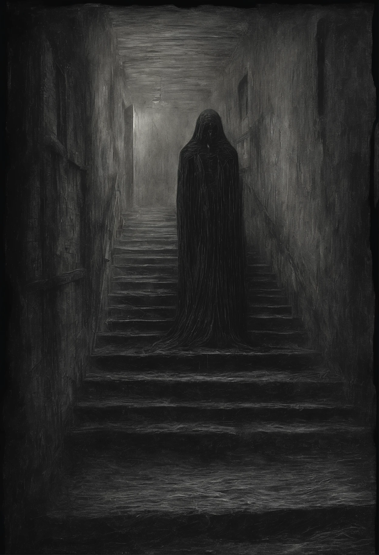 /imagine prompt: wearing a black dress, opening a box, dark, eerie, fear
, A small in a black dress, with big, innocent eyes, Disheveled hair covering part of the face, Trembling hands holding the box, A mix of curiosity and apprehension,
, An old and worn-out box, covered in dust and cobwebs, Signs of wear revealing its dark history, A rusty latch that is difficult to open, The unknown hidden inside,
, A heavy and ominous atmosphere, Shadows dancing on the walls, Disturbing silence, Chilling air causing shivers, Fear hanging in the air,
, Digital illustration with dark tones and dramatic contrasts, Oil painting with expressive brushstrokes and dark colors, Charcoal drawing with intense lines and rough textures, Digital art manipulated with light and shadow effects,
, Edward Gorey, Tim Burton, H.R. Giger, Zdzislaw Beksinski, Hieronymus Bosch, Salvador Dalí —c 10 —ar 2:3