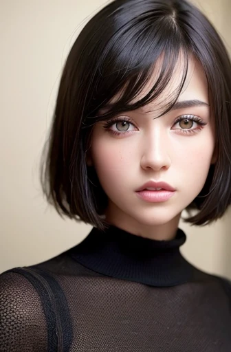 (masterpiece:1.3), (8K, realistic, RAW photo, highest quality: 1.4), (1 girl), beautiful face, (realistic face), (black hair, short hair:1.3), beautiful hairstyle, realistic eyes, beautiful and fine eyes, (realistic skin), beautiful skin, (sweater), disorganized, Charm, ultra high resolution, surreal, very detailed, golden ratio、short bob