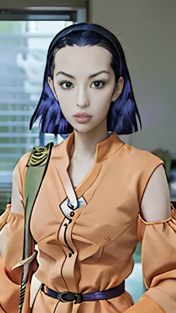 a close up of a person standing in front of a window, nico robin, tsubasa nakai's style, fubuki, hironaka, style of madhouse anime, gainax anime style, pin on anime, misato katsuragi, faye valentine from cowboy bebop, itsuko azuma, style of junji ito, sil from species