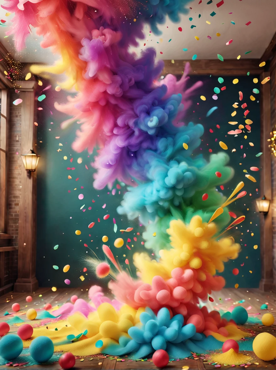 五颜六色的colorfulConfetti在阳光下飘落，在Wedding celebrations上跳舞，colorfulConfetti下雨，soft的灯光，Colorful dust floating，colorfulConfetti飞扬，celebration spray，Festive decorations，spring，bright，bright colors，kudos，Wedding celebrations，soft，Confetti，flash，vivid，hapiness，flight，happiness，Lively，airy，hope，joy，Bokeh，airy，colorful，Miracle，soft的色彩，（best quality，8k，high resolution，masterpiece） ,Super detailed