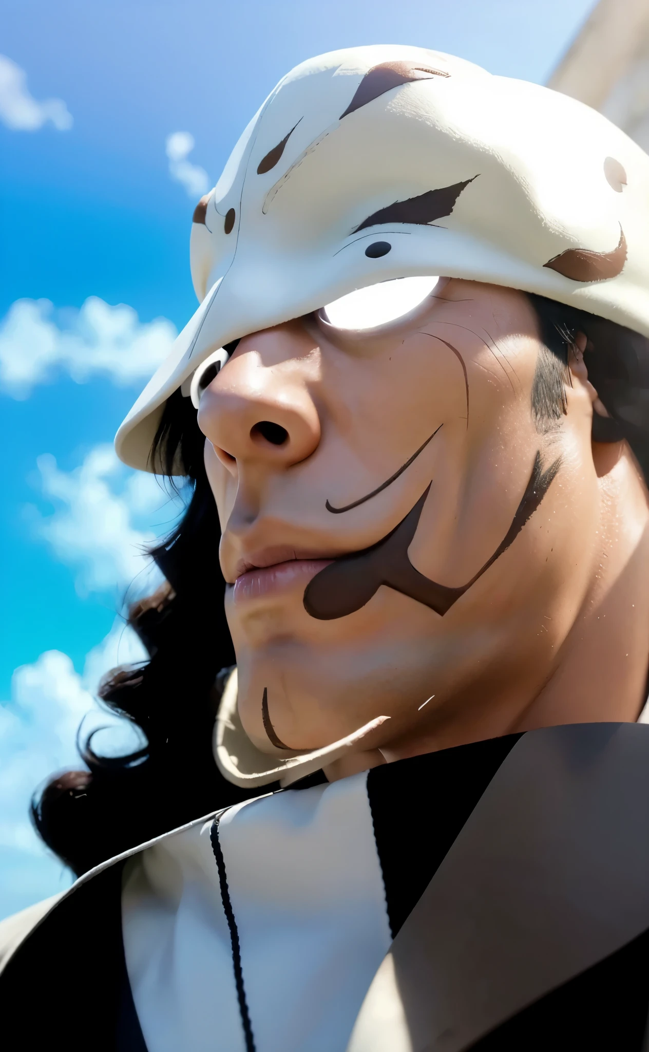 (masterpiece), (realistic), (ultra detailed), ( high reest quality), (photorealistic), (perfect face), (perfect anatomy), man, male, solo, (((35 years old))), kuma from one piece, kuma, one piece,