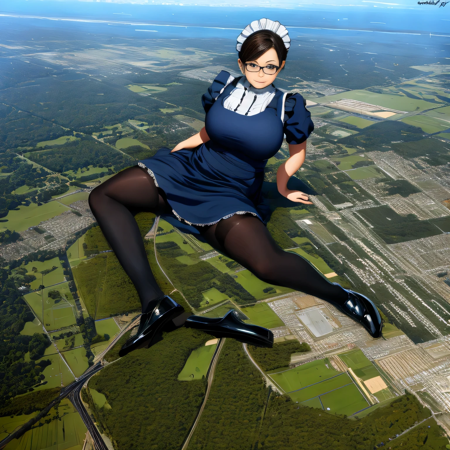 Futanari, Giantの芸術, 非常に詳細なGiantショット, Giant, short hair, A high school girl who is much bigger than a skyscraper, wearing rimless glasses, big breasts, big ass, navy blue blazer, red tie, mini skirt, black pantyhose, pantyhose barefoot, Steam comes out from the soles of the feet, Futanari, erection,made of penis, No balls, Big cock, very small metropolis, miniature metropolis, crush the big city, full body description, ＧＴＳ, ギガGiant, Stomping City, crash city, Small town, micro city, High resolution, highest quality, masterpiece, 