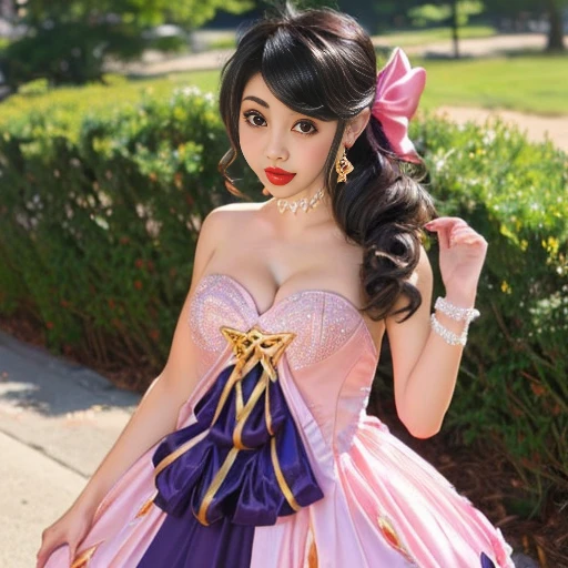 Gwen from league of legends,bimbo lips,princess dress,