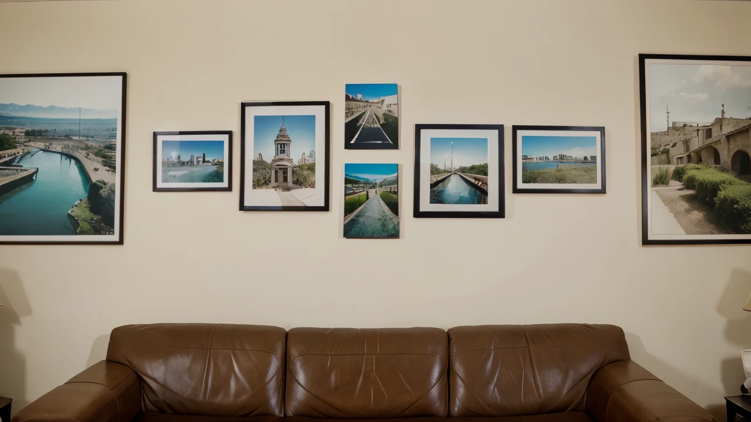 framed photographs adorning the walls, con amigos y familiares, y recuerdos de viajes.