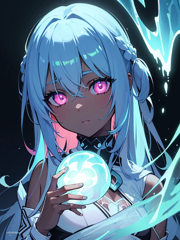 light blue hair,Girl,demon