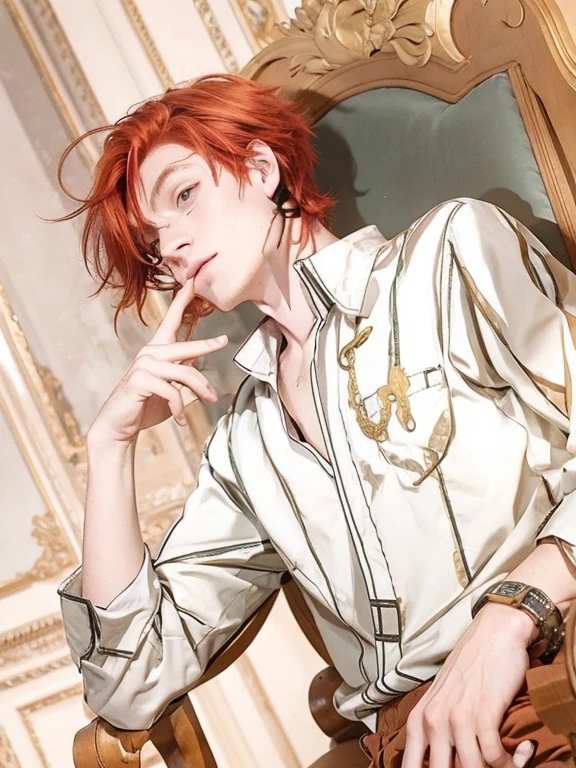 Image of man red hair sitting