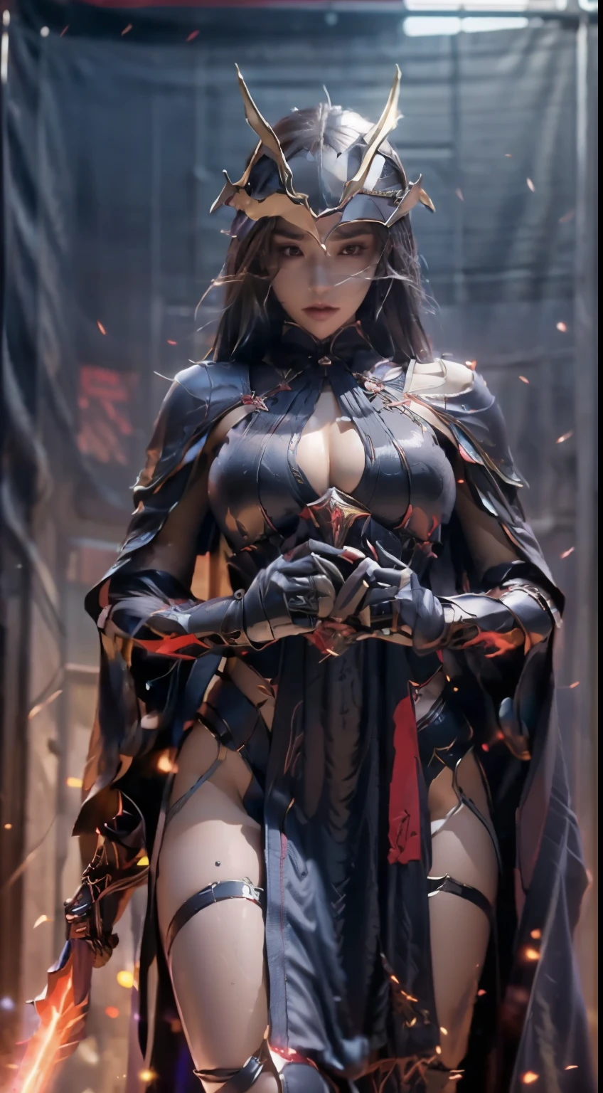 ((unreal enginee 5)), lifelike rendering, excellent, (Full Armor Body), (cloaks), (Helm), looking in camera, Stand in the studio, Beautiful face, makeup, CGI Mix, (Photorealism:1.2), Ultra-realistic UHD face, (medium tits), Slim waist, an hourglass figure, Half body, ((Glowing skin)), ((Shiny skin)), Realistic body, ((She has a sexy body)), ((Clean skin)), Photorealistic, Bokeh, Motion Blur, masutepiece, hight resolution, 1080p, Super Detail, Textured skin, medium breast, show nipples, show vagina, open legs:1.6.