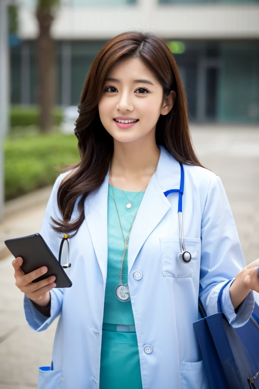 A cute female doctor explaining