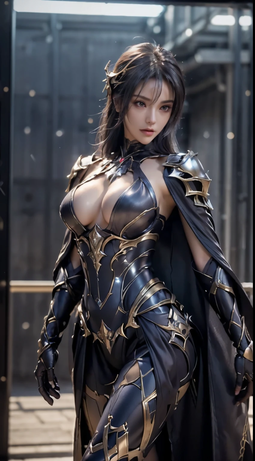 ((unreal enginee 5)), lifelike rendering, excellent, (Full Armor Body), (cloaks), (Helm), looking in camera, Stand in the studio, Beautiful face, makeup, CGI Mix, (Photorealism:1.2), Ultra-realistic UHD face, (medium tits), Slim waist, an hourglass figure, Half body, ((Glowing skin)), ((Shiny skin)), Realistic body, ((She has a sexy body)), ((Clean skin)), Photorealistic, Bokeh, Motion Blur, masutepiece, hight resolution, 1080p, Super Detail, Textured skin, medium breast, show nipples, show vagina, open legs:1.6.