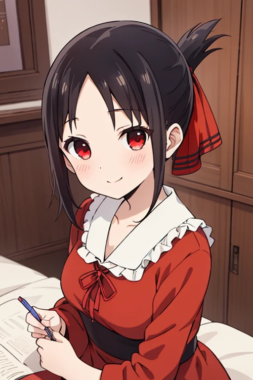 {{{masterpiece}}}, {{{highest quality}}}, , {NSFW:1.2},
Kaguya Shinomiya, portrait、
1 girl, alone,、vapor、Perfect smile:1.5, black hair, red eyes, short hair,folded ponytail, hair ribbon, red ribbon,Dynamic Posing、Like a photo book
, looking at the viewer, medium breasts, ((Okawaii Koto))、artistic design pop background、elaborate design、visual art、high contract、best lighting、most detailed、cinematic angle、official art、close