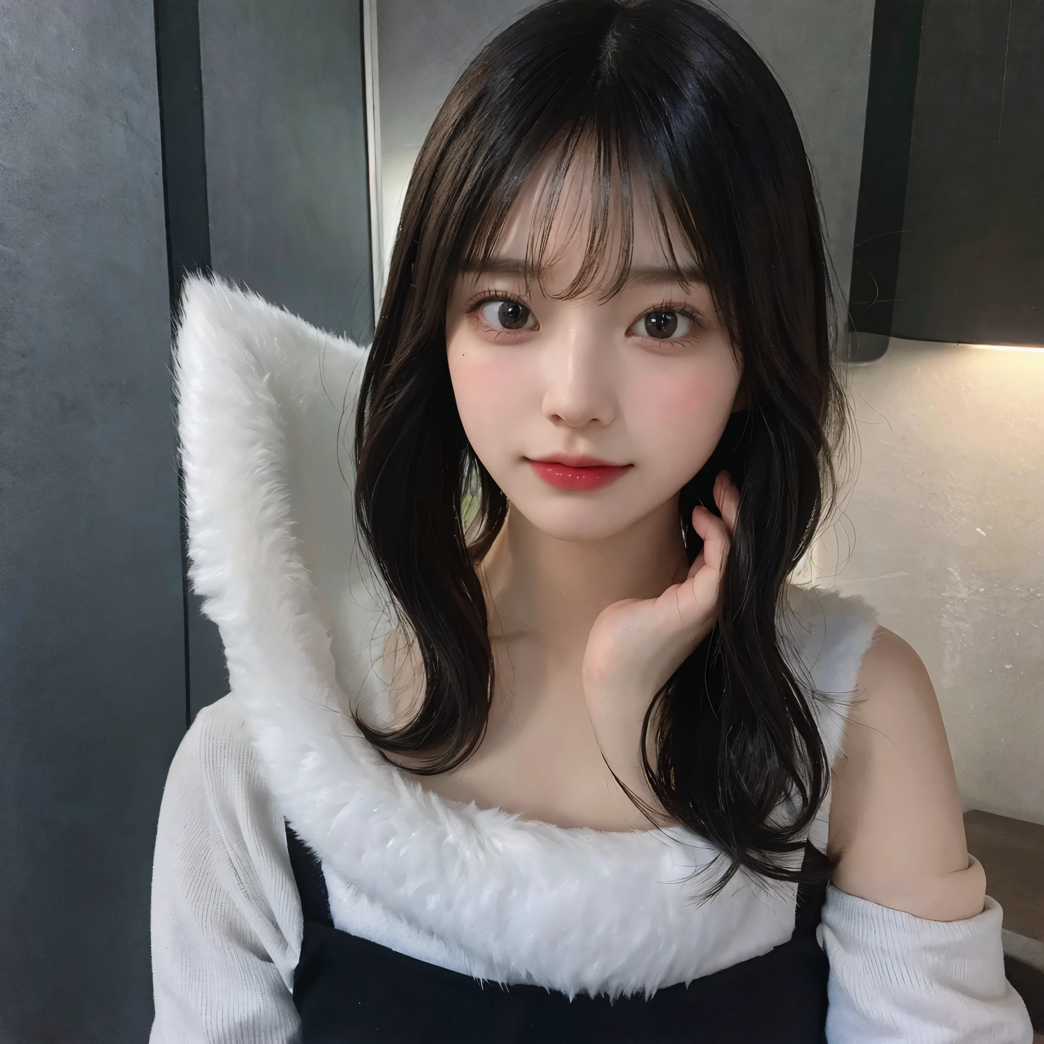 best quality, master piece, ultra high resolution, (Realistic:1.5), RAW photography, 1 girl, shoulder, in the dark night, deep shading, bass, cold light, sexy look, short and fine hair,((best quality,8K,master piece:1.3))),clear focus:1.2,(layer cut,big:1.2),beautiful woman with perfect figure:1.4,Moist body:1.5,Highly detailed face and skin texture,fine eyes,double eyelid,