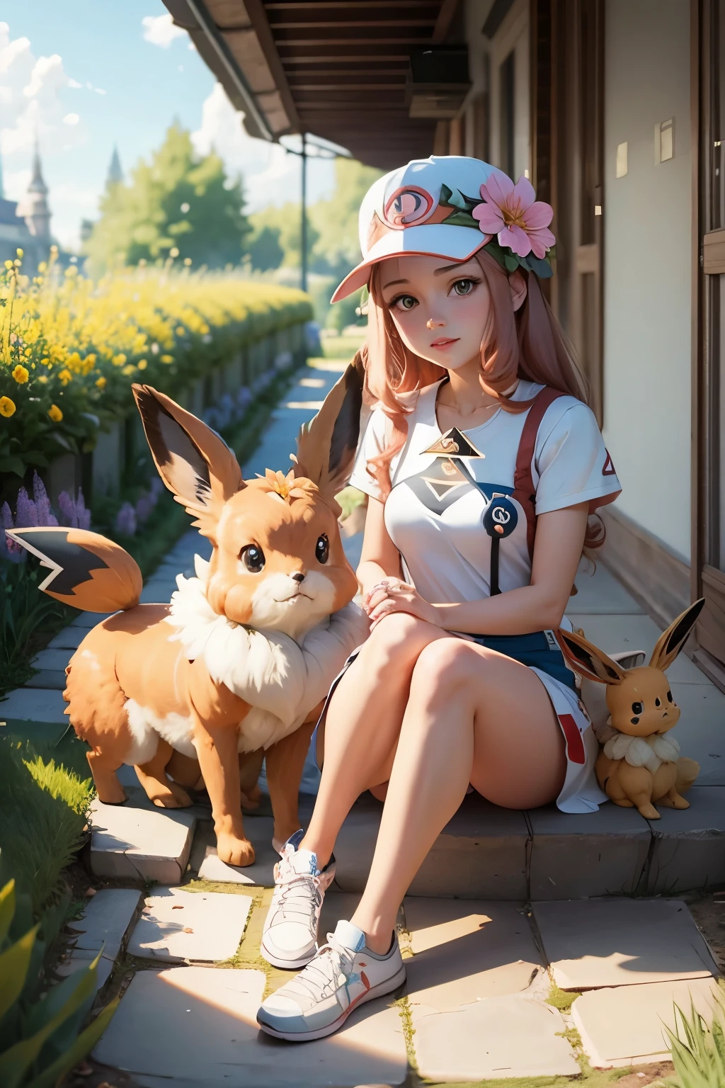 1girls, , Trikot,Playboy Bunny, Netzstrumpfhosen, braune Haare, Anime Niedlich, flush, dicker, , sexy, Titten pokemon evoli, evoli, evoli-pokemon