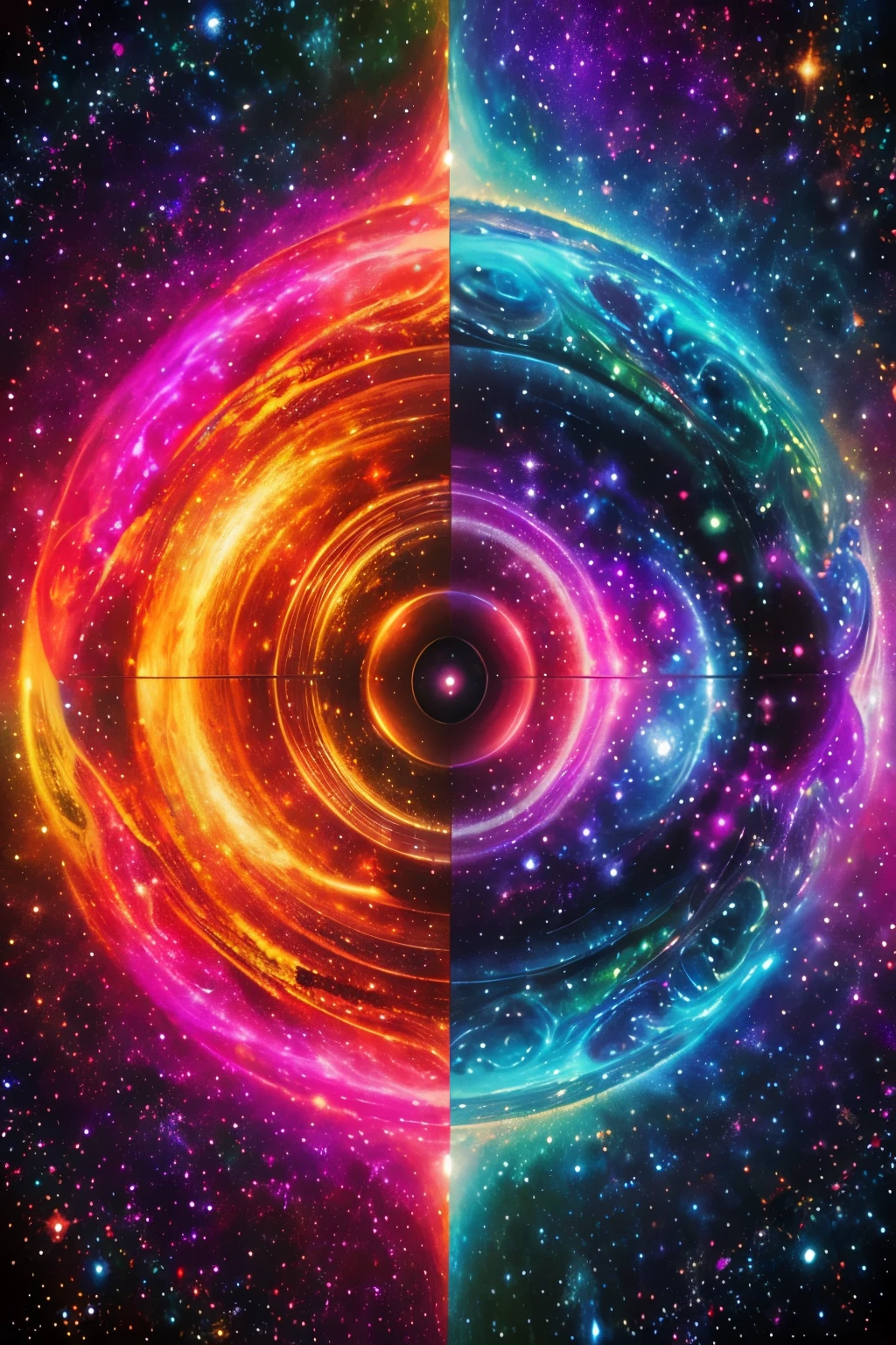 (Masterpiece of art in high resolution and incredibly detailed representation), Portrait of a Mayan priest holding a galactic vortex in one hand, adorned with fractal geometry in (vibrant colors: 0.8), against an awe-inspiring (galactic background: 1.2), merging intricate, mesmerizing shapes and patterns characteristic of DMT experiences.