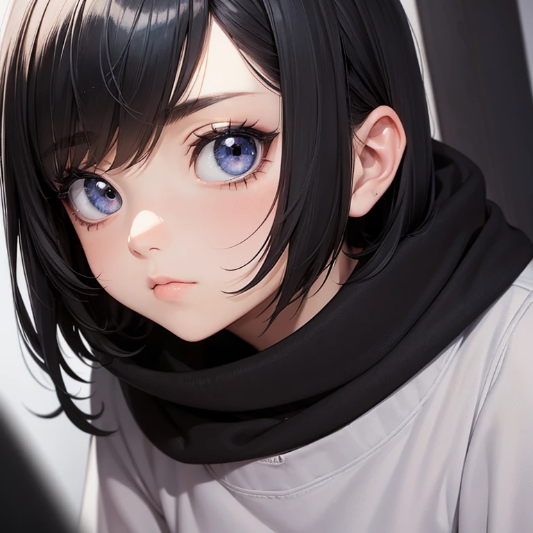 Women's cartoons, portrait of lofi, lofi girl, Cartoon cute, anime style, Zumi Draw, cute portrait, Drawing style, comic drawing style, black short hair, Cool eyes, intelligent woman, I have a sink eye, hand-drawn portrait, Jet black eyes,Black pupil, university student, background white, Deformed, soft touch texture, natural girl