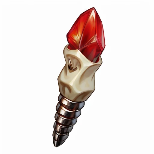 a large tooth, damaged tooth, (dental decay), one canine tooth, a piece of tooth, Orc Tooth - If the tooth is put in a pocket it automatically casts Invisibility for 1d4 rounds., MagicItem_v1, (white background), fullshot