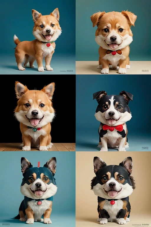 /img the character of a cute dog, full-color ,from the Ghibli anime, in 80s,retro style multiple poses, facial expressions icon