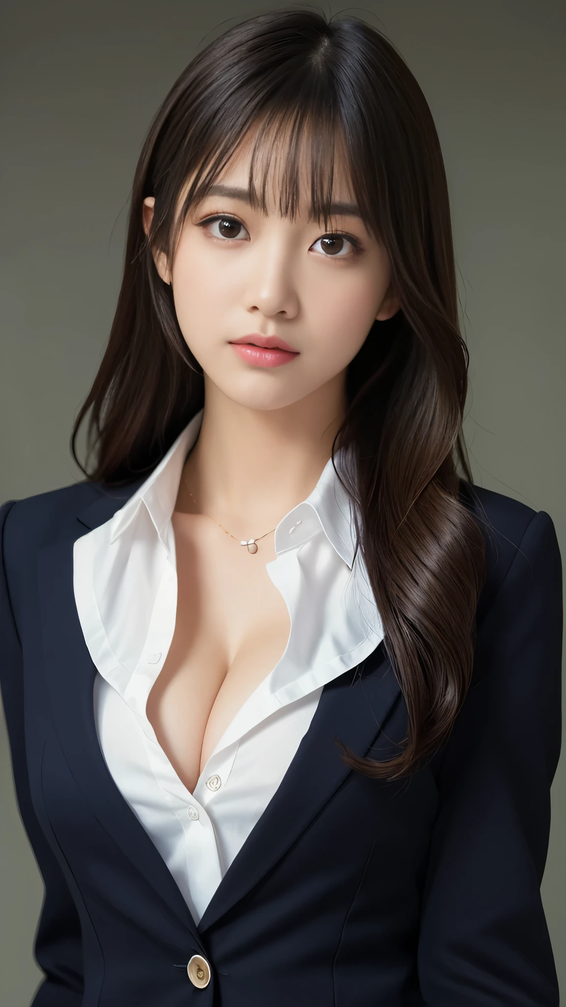 table top, highest quality, figure, super detailed, finely, High resolution, 8k wallpaper, 完璧なダイナミックな構figure, beautiful and fine eyes, natural lip,blazer ,school uniform, cleavage, whole body