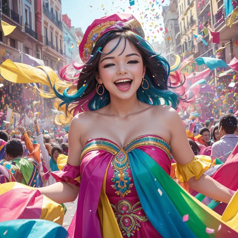 (best quality,4k,8k,highres,masterpiece:1.2),ultra-detailed,(realistic,photorealistic,photo-realistic:1.37),colorful confetti,joyful celebration,bursts of vibrant colors,dazzling display,beautiful patterns,happy atmosphere,exciting event,festive party,balloons and streamers,glittering confetti,smiling faces,happiness in the air,happy people surrounded by colorful confetti showers,fun-filled moment,energetic and lively,cheerful vibe,colorful and dynamic painting,playful and cheerful scene,vibrant and vivid colors,confetti raining down from above,joyous and cheerful occasion,animated and lively atmosphere,transmitting a lively and festive atmosphere,dynamic composition filled with vibrant energy,joyful expressions and laughter,sparkling and eye-catching,beautifully decorated hats and costumes,blissful and joyous celebration,colorful confetti filling the air with excitement and happiness,delightful and colorful movement,exuberant and joyful event,gleeful and vivacious celebration,thrilling and festive atmosphere,colorful confetti swirling in the air,cheerful and vibrant party,excitement and joy in every corner,pop of color and happiness,colors blending and flowing together,invigorating and lively gathering,colorful and happy burst of energy,scenes of sheer joy and celebration,festival-like atmosphere,explosion of colors and happiness,colorful confetti creating a whimsical and enchanting atmosphere,vivid and animated celebration,colossal burst of colors and jubilation