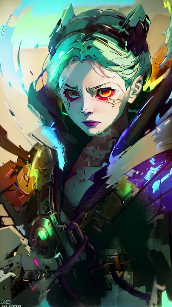 a close-up of a woman with green hair and black clothing, Rebecca (Cybepunk: edgerunners), Ross Draws 2. 0, Ross Draws 1. 0, rossdraws digital painting, rossdraws vibrant cartoon, Lois van Baarle and Rossdraws, Stanley Artgerm Lau, Ross Draws 2. 5, :: rossdraws, extremely detailed artgerm, portrait of rossdraws