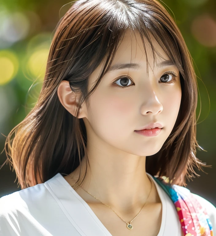 Close-up of a woman wearing a white blouse and shorts, A painting by Kiyomoto Torii, tumbler, shin hanga, Young and cute gravure idol, realistic young gravure idol, young gravure idol, Young sensual gravure idol, Young skinny gravure idol, Yoshitomo Nara, motto hole